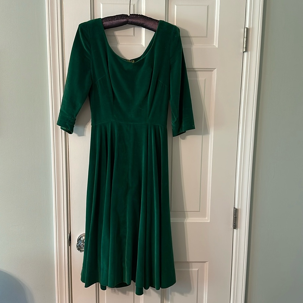 Vintage 1950s hand made jewel green dress